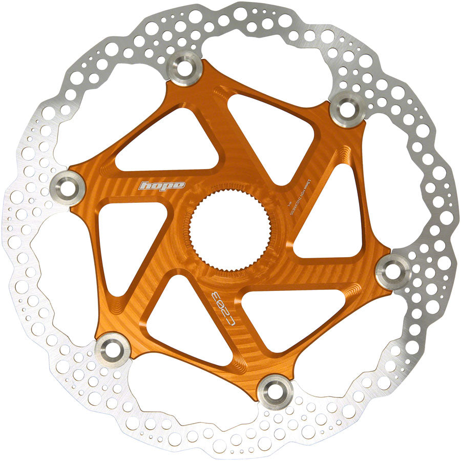 Rotor de freno de disco flotante Hope MTB Centre-Lock - 203 mm, color naranja