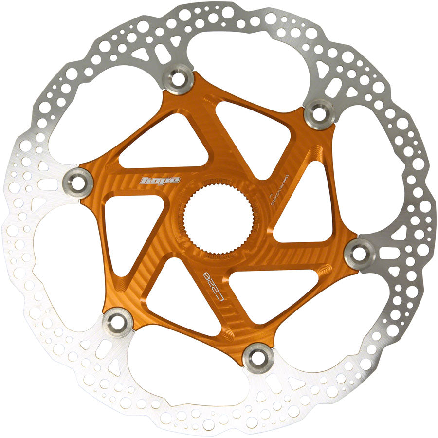Rotor de freno de disco flotante Hope MTB Centre-Lock - 220 mm, color naranja