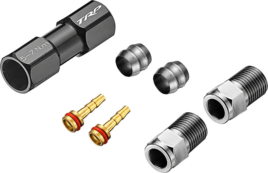 Kit de acoplador de manguera de freno de disco TRP TL1.3 - Para acoplador de 5,0 mm, casquillos de compresión, insertos de latón, junta tórica y retenedor de manguera