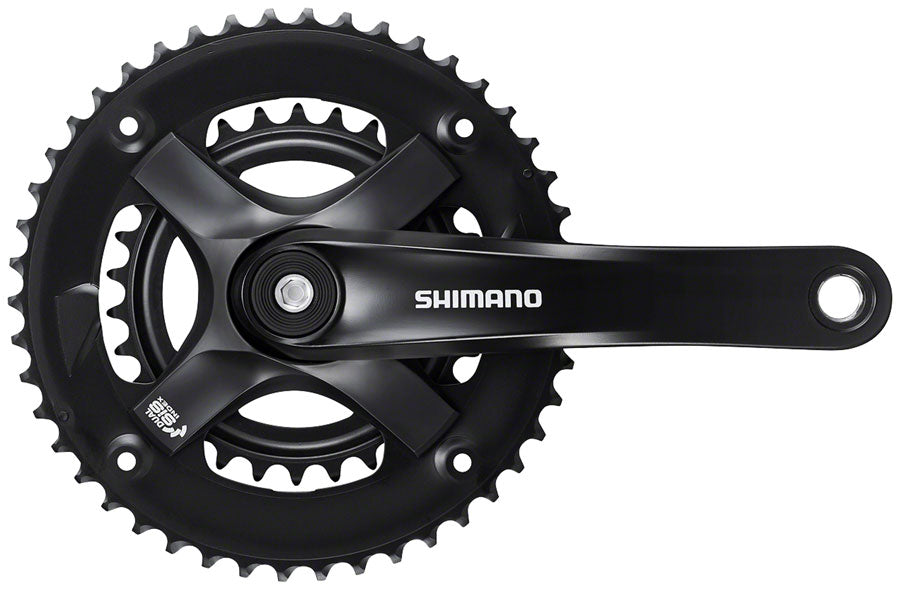 Juego de bielas Shimano FC-TY-501-2 - 170 mm, 7/8 velocidades, 46-30 dientes, cono cuadrado remachado, interfaz de eje JIS, negro