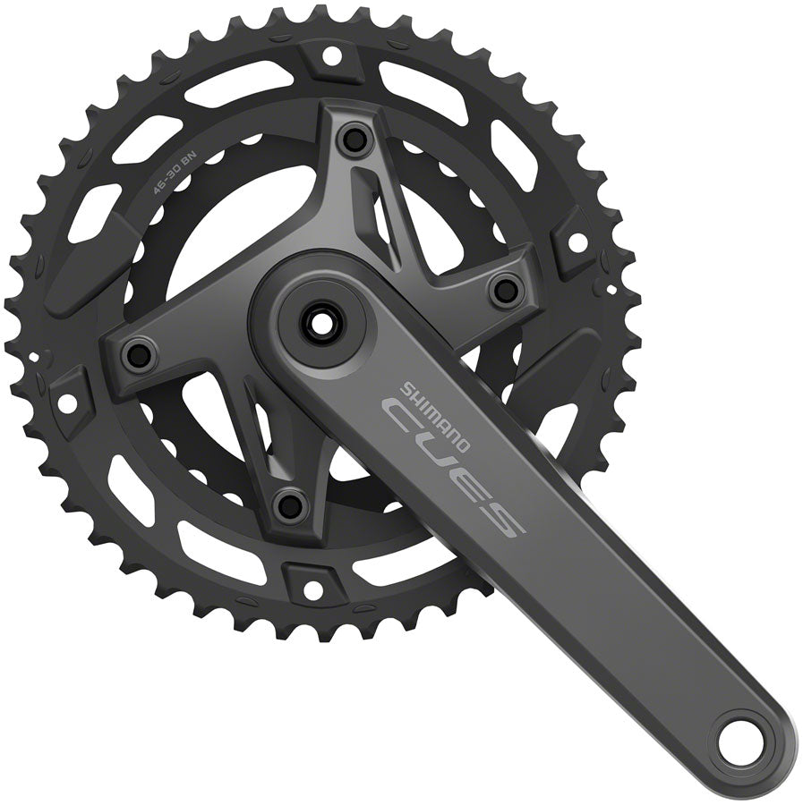 Juego de bielas Shimano CUES FC-U6000-2 - 170 mm, 9/10 velocidades, 46/30 dientes, asimétrico, 110 BCD, Hollowtech II BLK