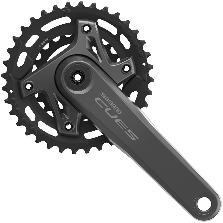 Juego de bielas Shimano CUES FC-U6000-2 - 175 mm, 9/10/11 velocidades, 36/22 dientes, asimétrico, 96 BCD, Hollowtech II BLK
