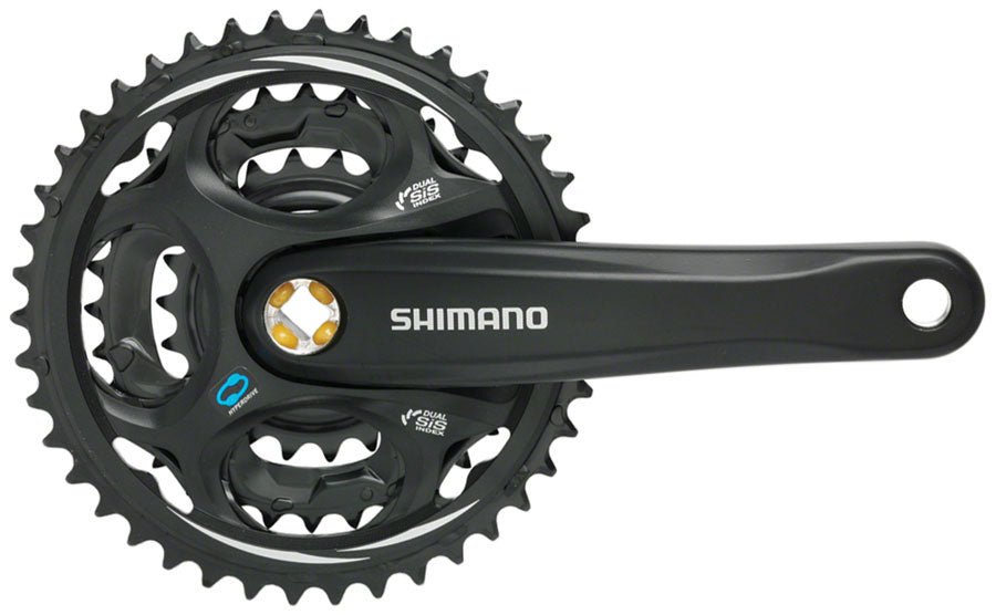 Juego de bielas Shimano Altus FC-M311 - 175 mm, 7/8 velocidades, 42/32/22 dientes, cono cuadrado remachado, interfaz de eje JIS, negro