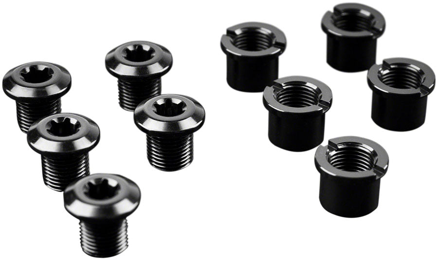 Juego de tornillos de plato absoluteBLACK - Juego de 5 tornillos y tuercas cortos negros
