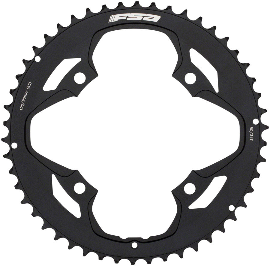 Plato doble de carretera Omega/Vero Pro Full Speed ​​Ahead - 50 dientes, 120 BCD, aluminio N-11 negro
