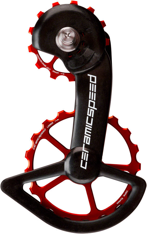 Sistema de poleas CeramicSpeed ​​OSPW Shimano 9100/9150 8000 SS/8050 SS - Pistas revestidas, polea de aleación, jaula de carbono roja