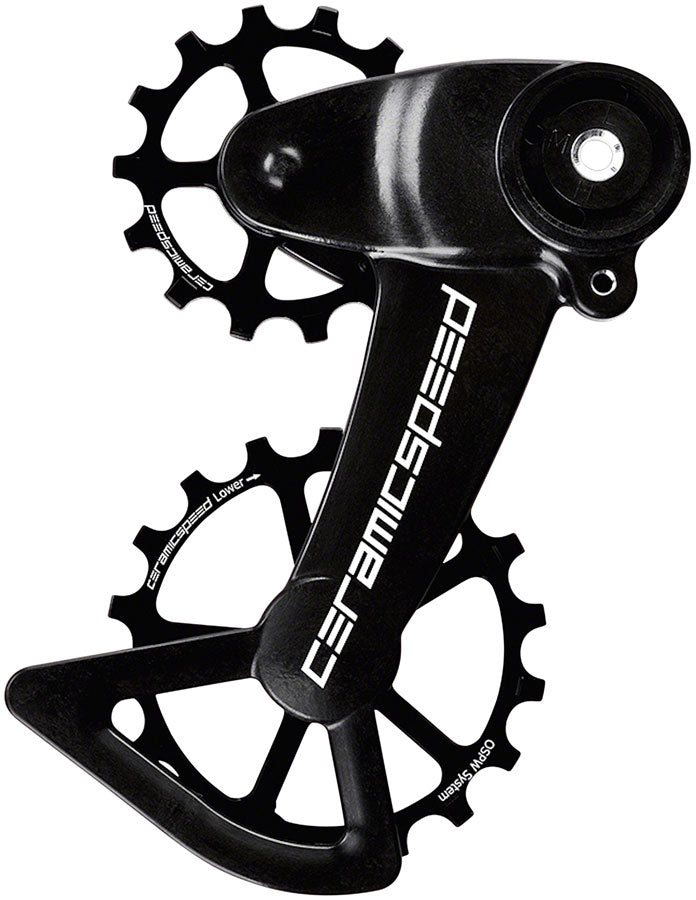 Sistema de poleas CeramicSpeed ​​OSPW X, SRAM Eagle AXS - Polea de aleación recubierta, jaula de carbono negra