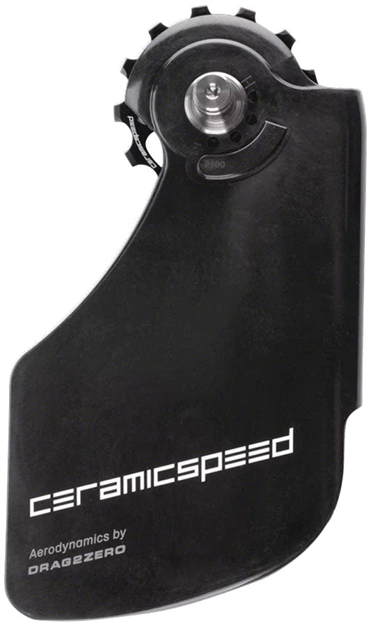 Rueda de polea CeramicSpeed ​​OSPW con sistema aerodinámico Shimano 9100/9150 8000 SS/8050 SS - Pistas revestidas, polea de aleación, jaula de carbono negra