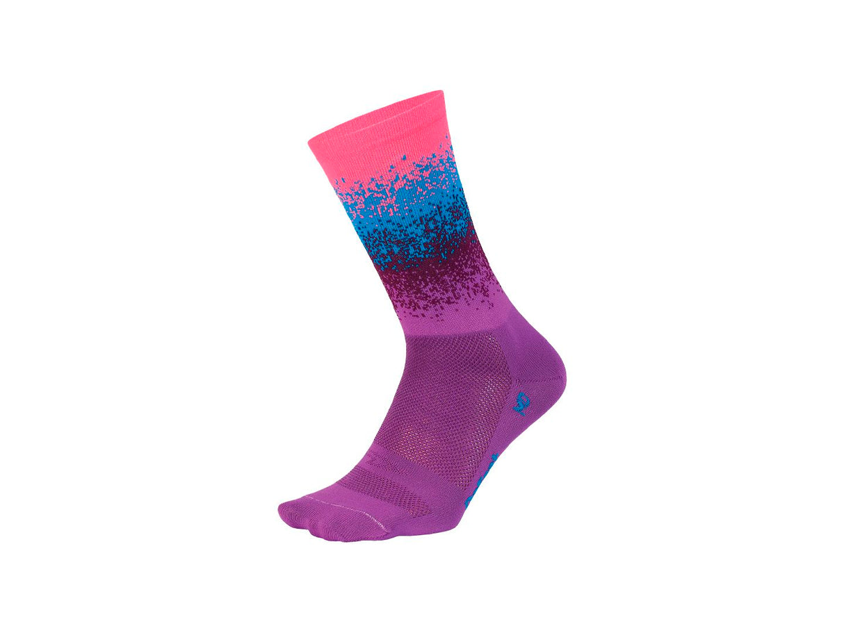 Calcetines DeFeet Aireator de 6" (rosa, azul y morado, talla XL)