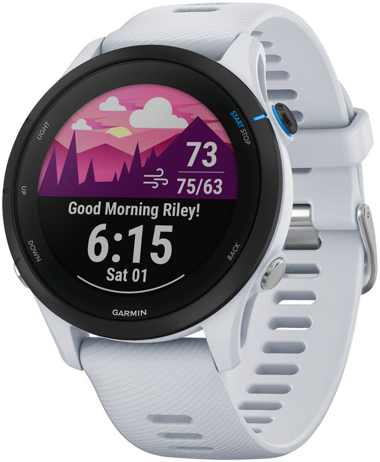 Reloj inteligente con GPS Garmin Forerunner 255 Music de 45,6 mm, color blanco