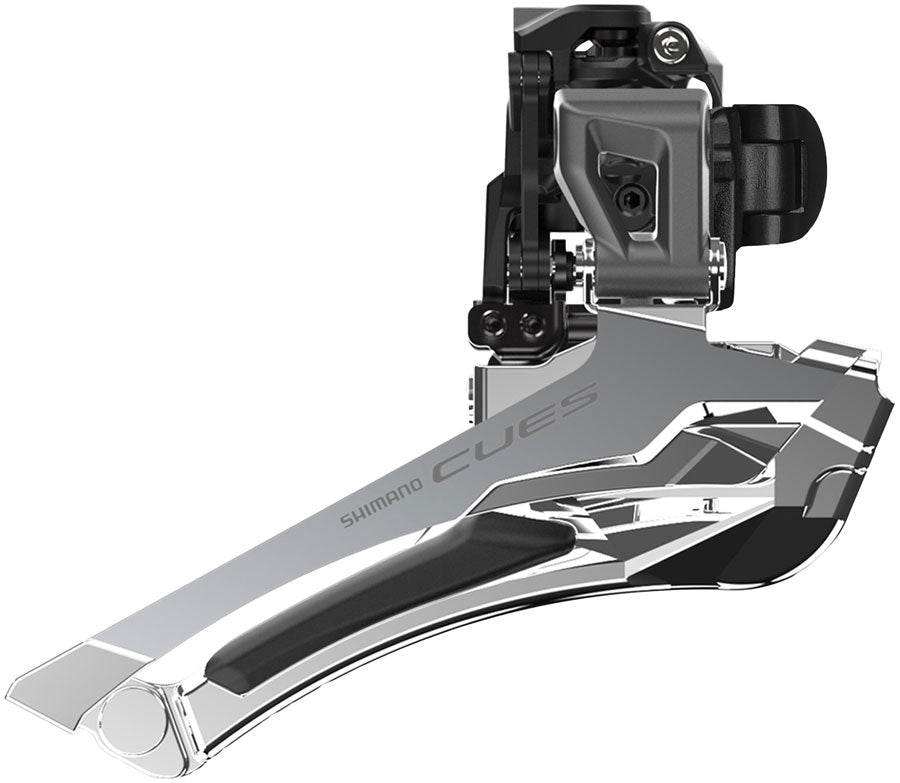 Desviador delantero Shimano CUES FD-U6030-X - 9/10 velocidades, doble down-swing, adaptadores de abrazadera de banda de 34,9 mm, 46/50 dientes máx., negro/plata