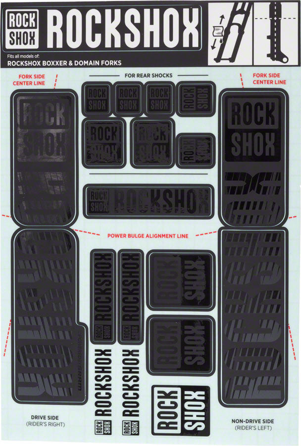 Kit de calcomanías para horquilla RockShox de 35 mm, doble corona, Stealth Black