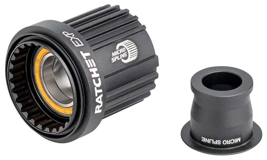 Cuerpo de buje libre DT Swiss Ratchet EXP - Kit de rodamientos cerámicos de aluminio ligero Shimano Micro Spline MTN con tapa de extremo de 12 x 142/148 mm