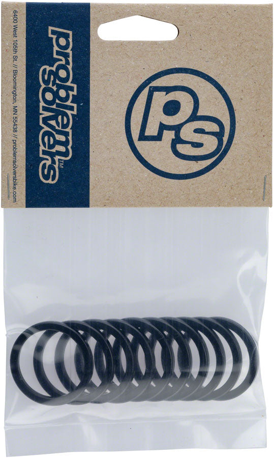 Espaciador de pila de auriculares Problem Solvers - 25,4 x 3 mm, aluminio negro, bolsa de 10