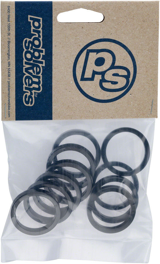 Problem Solvers Headset Stack Spacer - 25.4 5mm Aluminum Black Bag of 10