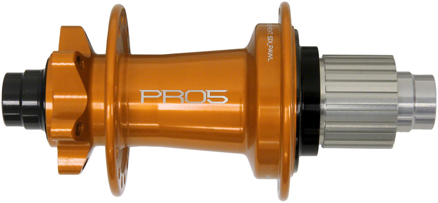 Buje trasero Hope Pro 5 - 12 x 148 mm, 6 tornillos, micro estrías, naranja, 32 agujeros