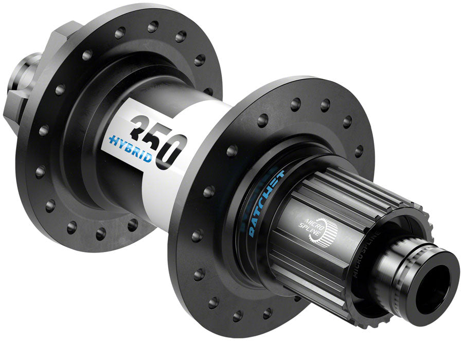 Buje trasero híbrido DT Swiss 350 - 12 x 148 mm, 6 tornillos, micro estrías, negro, 36 agujeros, 24 puntos