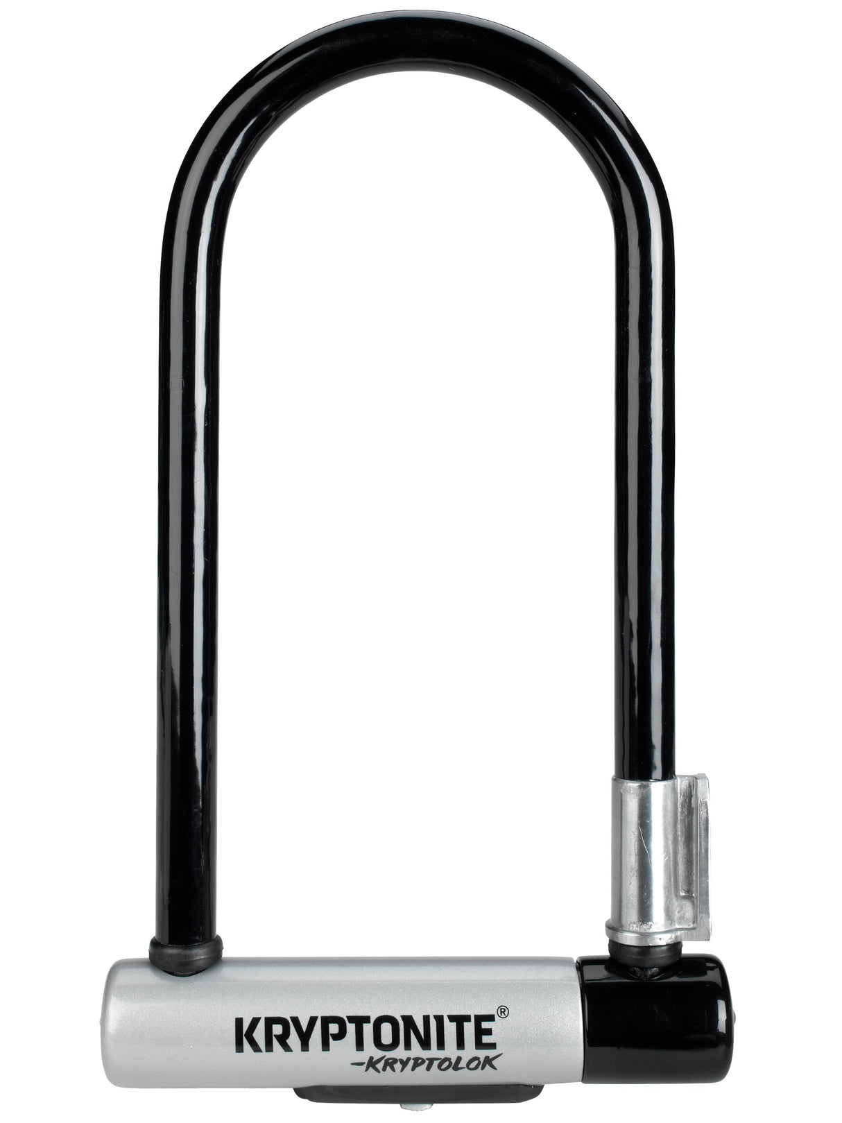 Candado en U Kryptonite KryptoLok de 4 x 9 pulgadas con llave negra. Incluye soporte.