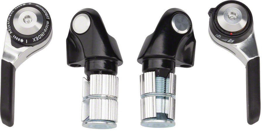Juego de palancas de cambio microSHIFT para extremos de manillar, 9 velocidades, para carretera, doble/triple, compatible con Shimano, color plateado
