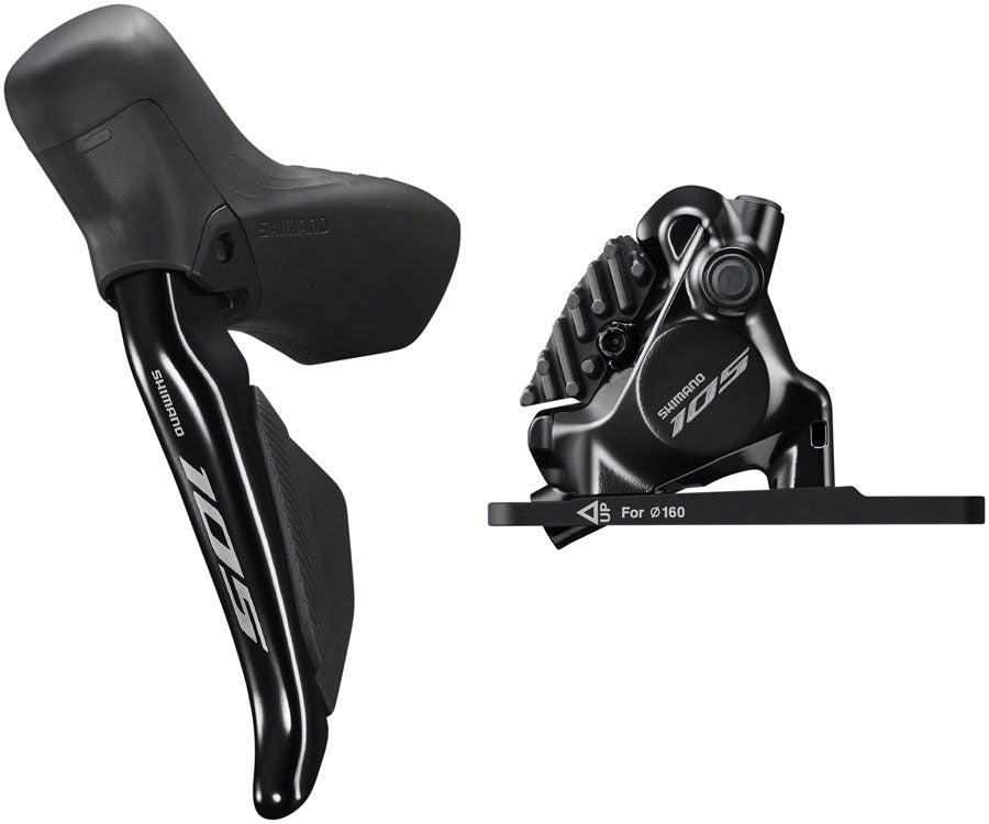 Maneta de cambio/freno Shimano 105 ST-R7170-LE Di2 BR-R7170 Pinza de freno de disco hidráulico - Delantera 2x Adaptador de horquilla de montaje plano BLK