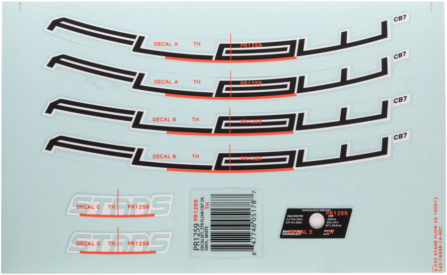 Calcomanías para llantas Stans Flow CB7 (27,5"), color blanco