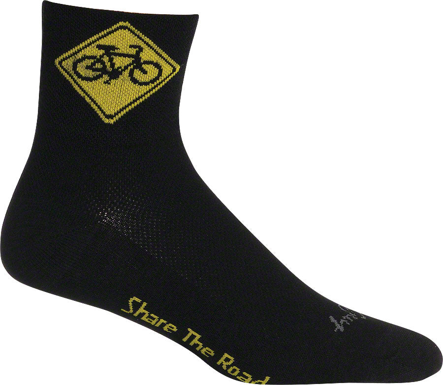 Calcetines clásicos SockGuy Share the Road - 7,6 cm, negros, talla pequeña/mediana