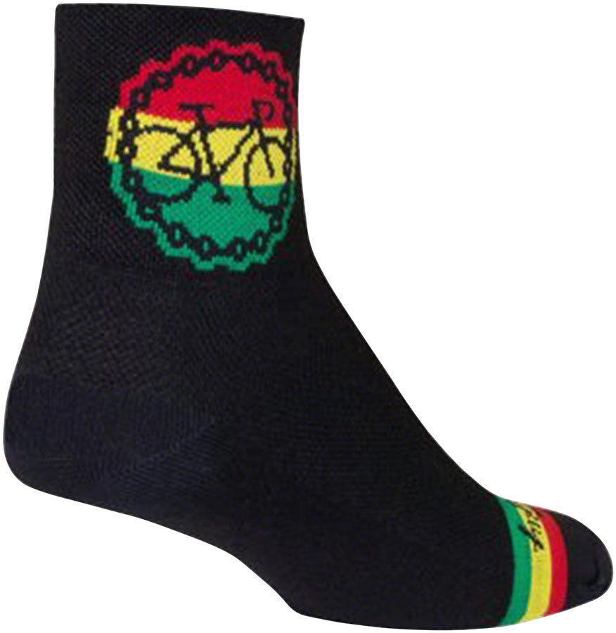 Calcetines clásicos rasta de SockGuy - 7,6 cm, negros/rasta, talla grande/extra grande