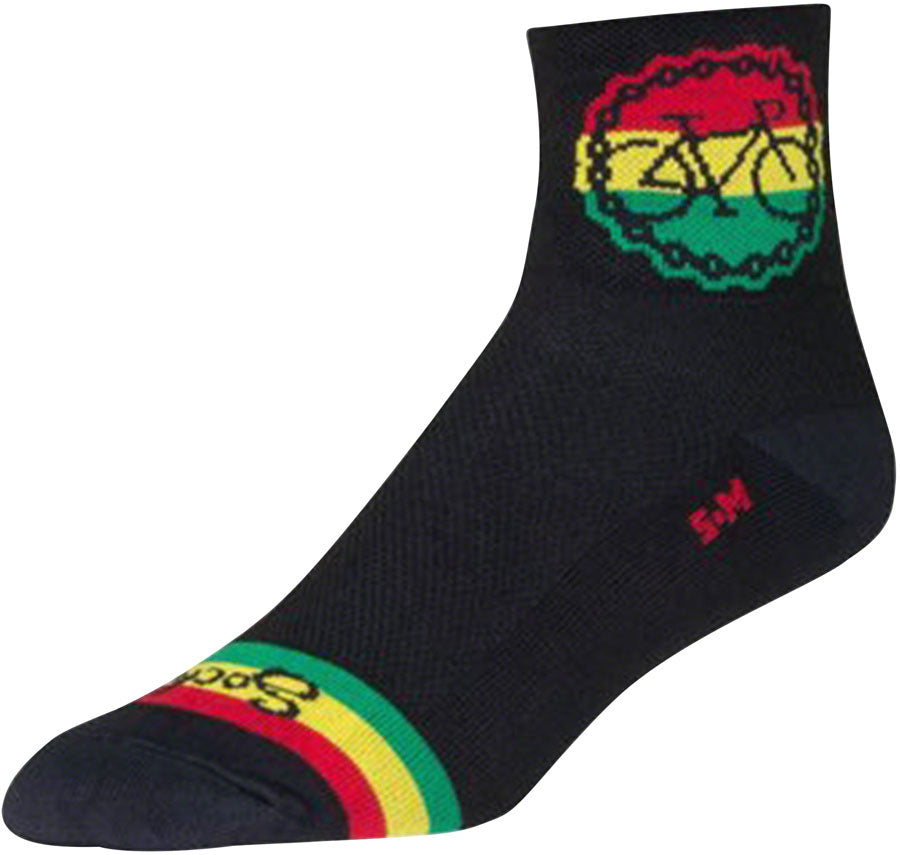 Calcetines clásicos rasta de SockGuy - 7,6 cm, negros/rasta, talla grande/extra grande