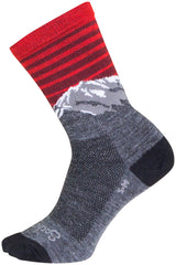 Calcetines de lana SockGuy Summit - 15 cm, gris/rojo/blanco, talla pequeña/mediana