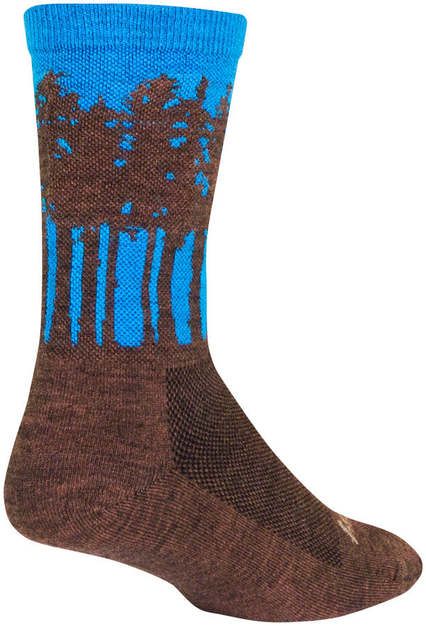 Calcetines de lana Treeline de SockGuy - Marrón/Azul, 15 cm, talla L/XL