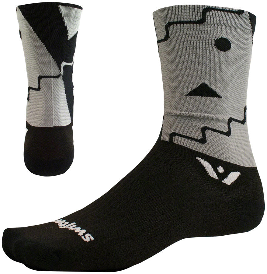 Calcetín Swiftwick Vision Six Abstract - 15 cm, negro, talla pequeña