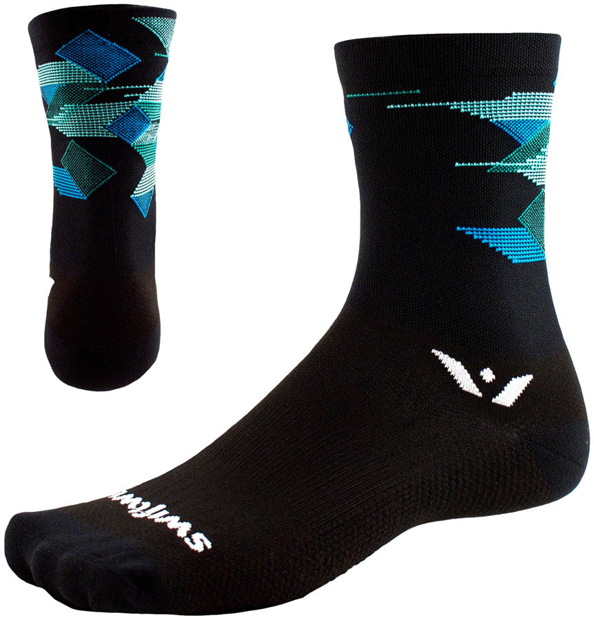 Swiftwick Vision Six Cubic Sock - 6" Negro Extra Grande