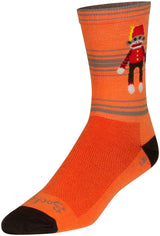 SockGuy Funky Monkey Crew Socks - 6" Orange/Red/Brown Small/Medium