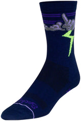 Calcetines deportivos Thunder de SockGuy - 15 cm (azul marino, morado y verde) talla pequeña/mediana