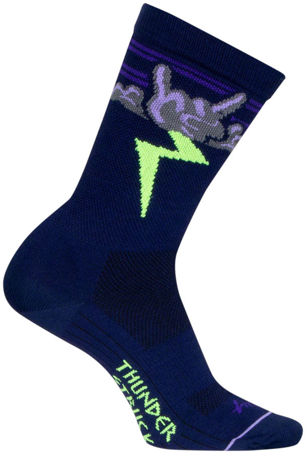 Calcetines deportivos Thunder de SockGuy - 15 cm (azul marino, morado y verde) talla pequeña/mediana