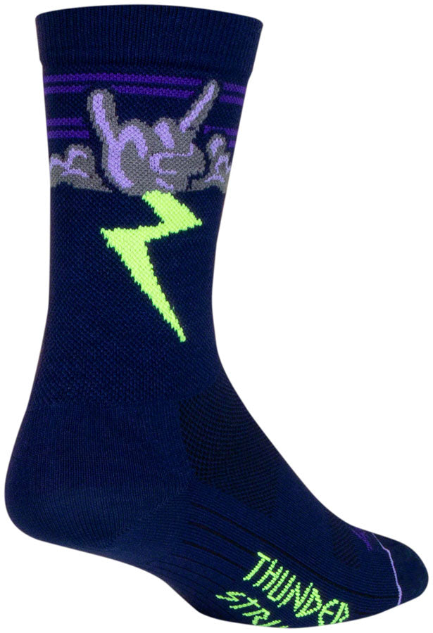 Calcetines deportivos Thunder de SockGuy - 15 cm (azul marino, morado y verde) talla pequeña/mediana