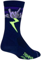 Calcetines deportivos Thunder de SockGuy - 15 cm (azul marino, morado y verde) talla pequeña/mediana