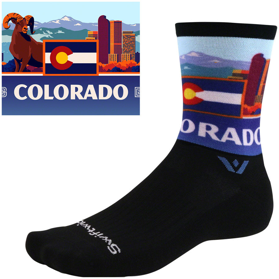 Calcetines Swiftwick Vision Impression para el Parque Nacional - Talla grande, Colorado, 6"