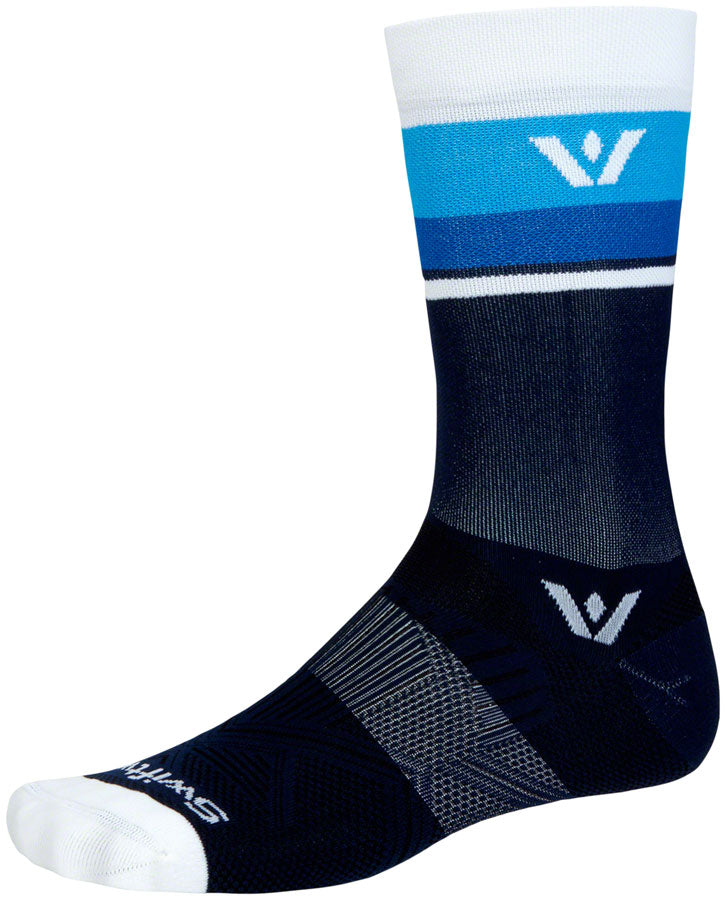 Calcetines SwiftWick Aspire Crew - Azul marino/blanco (talla pequeña)