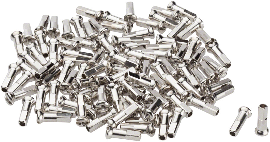 Boquillas de latón DT Swiss Pro Head: 2,0 x 14 mm, color plata, caja de 100