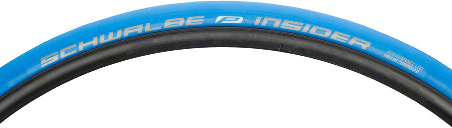Neumático de entrenamiento Schwalbe Insider de 700 x 23c con talón plegable, compuesto Performance Line Performance, color azul