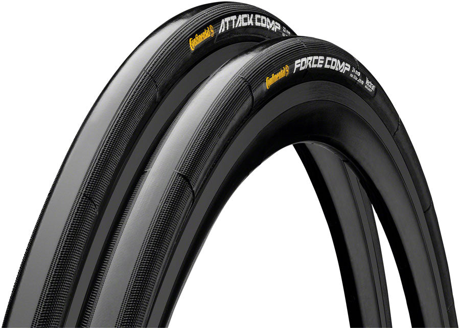 Combinación de neumáticos Continental Attack/Force Comp - 700 x 24/22 Tubular Plegable BLK BLKChili Vectran Breaker Par