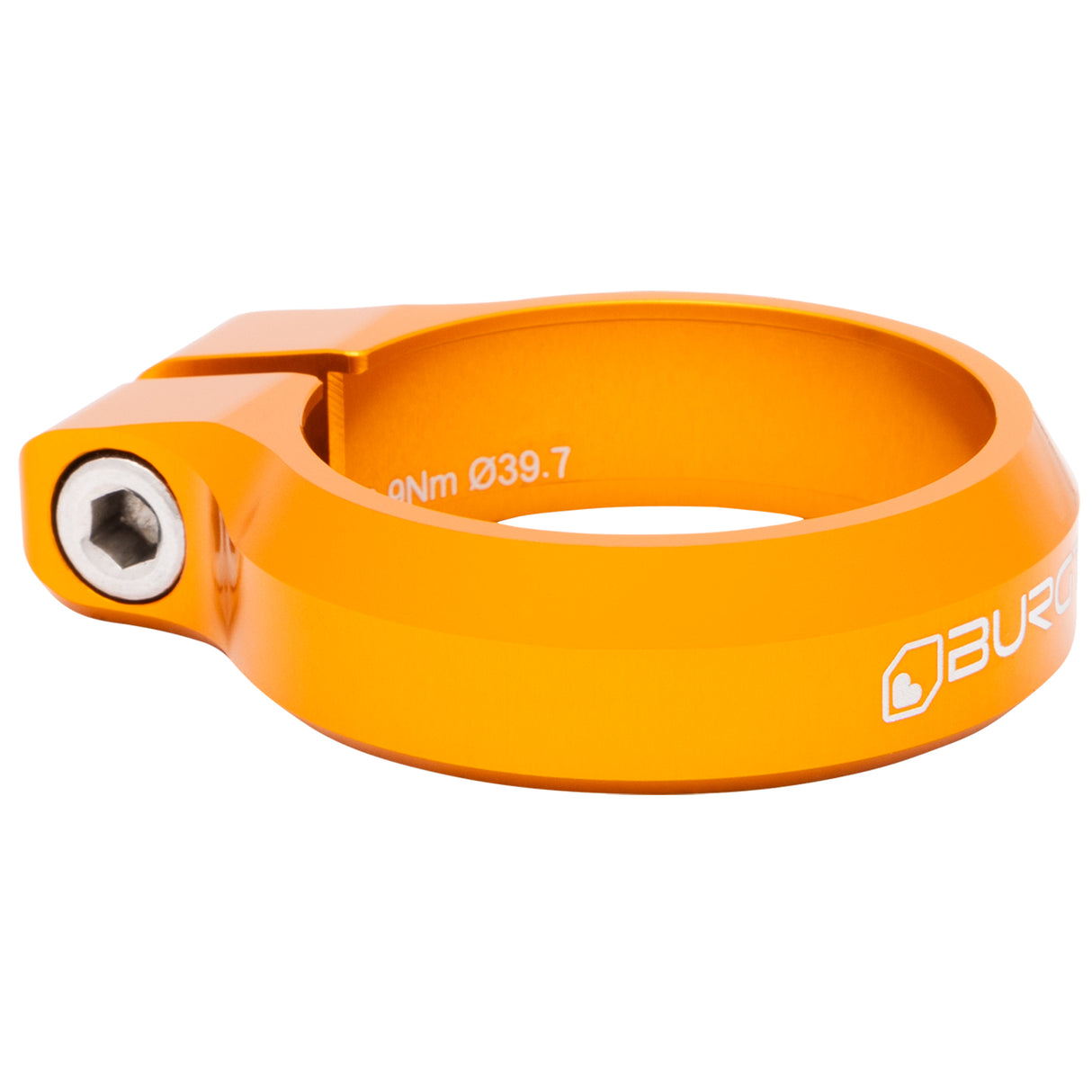 Abrazadera de sillín Burgtec de 39,7 mm, color naranja Iron Bro