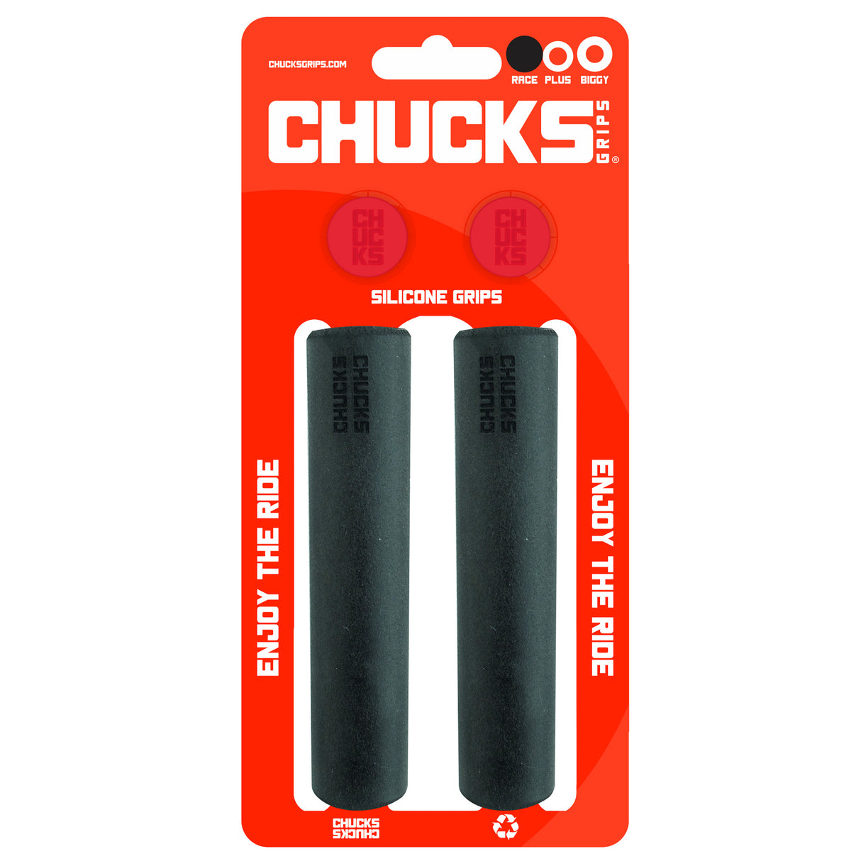 Puños de carrera Chucks Grips de 130 mm x 25,5 mm, color negro