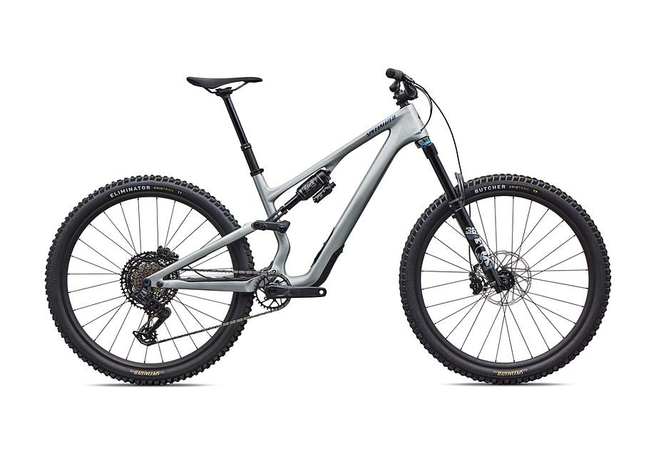 2026 Specialized Stumpjumper 15 Comp Bike Gloss Shadow Silver / Majesty Blue Metallic S1