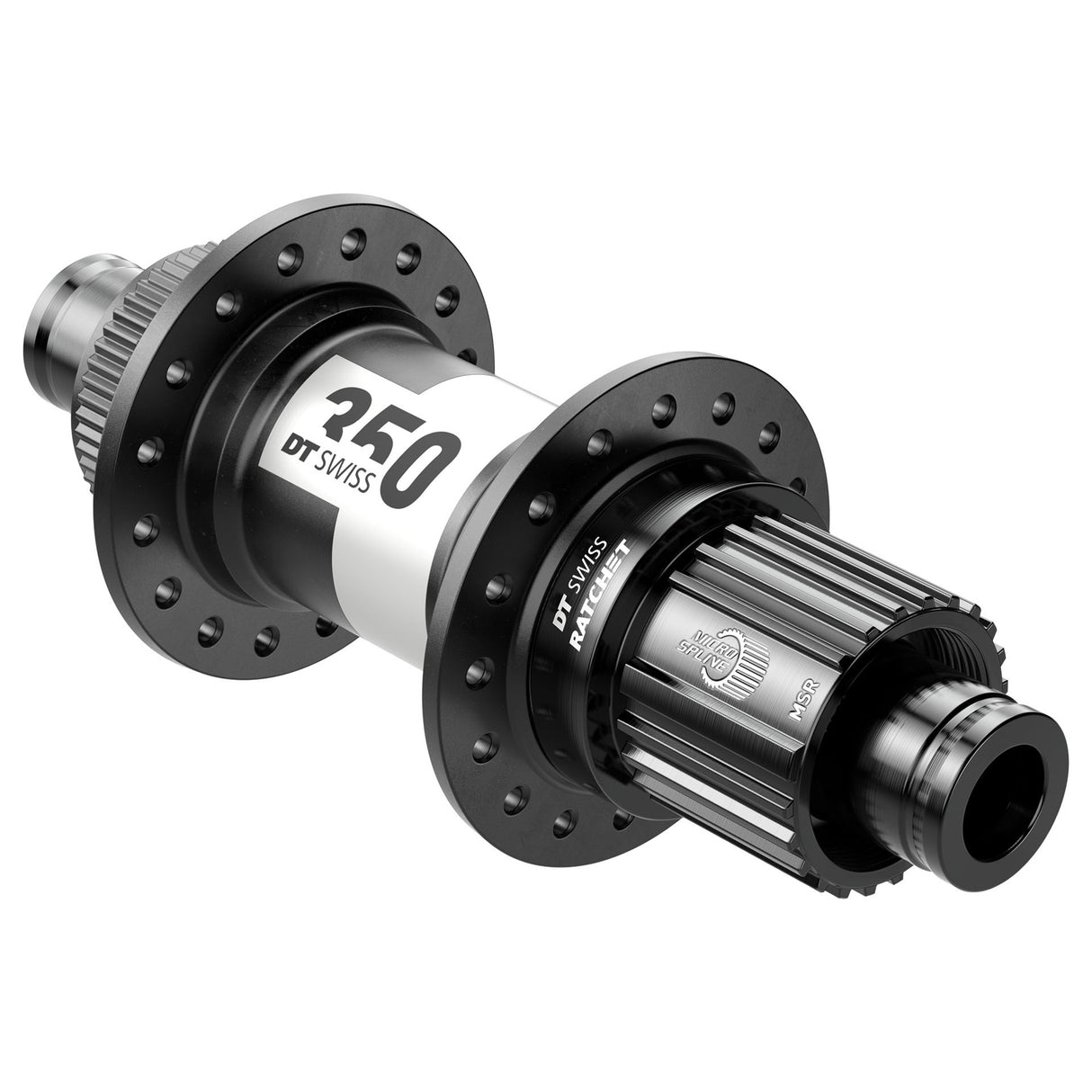 Buje trasero DT Swiss 350 - 12 x 142 mm, Center-Lock Micro Spline, negro, 28 agujeros, 36 puntos