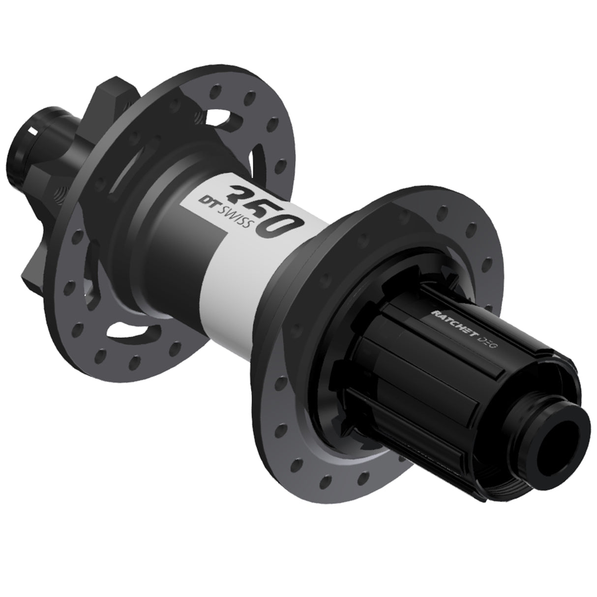 Buje trasero DT Swiss 350 DEG - 12 x 148 mm, 6 tornillos, HG 11 MTN, negro, 32 agujeros, 72 puntos