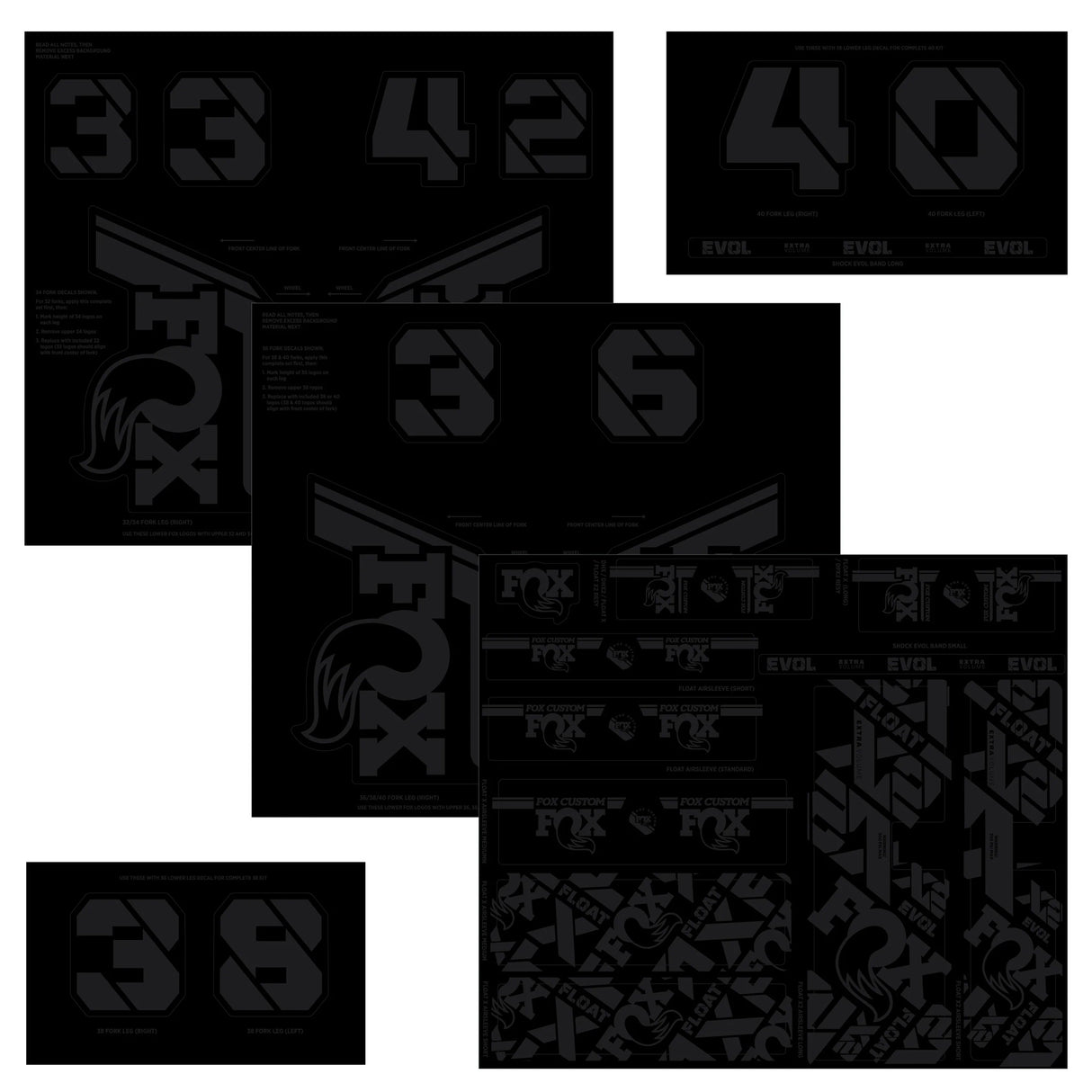 FOX Fork and Shock Decal Kit - Stealth Black