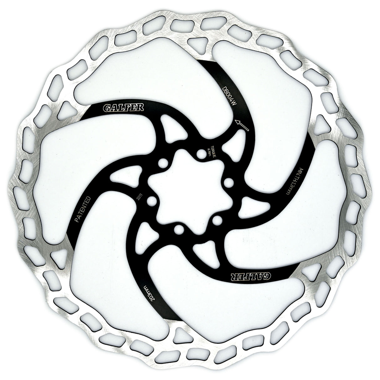 Galfer 203mm Rotor 6-Bolt  1.8mm Black/Silver