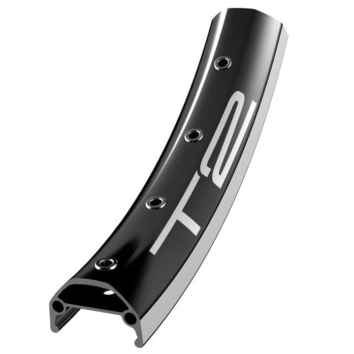 Llanta Halo T2 de 24" con flancos CNC de 36 radios, color negro/plateado